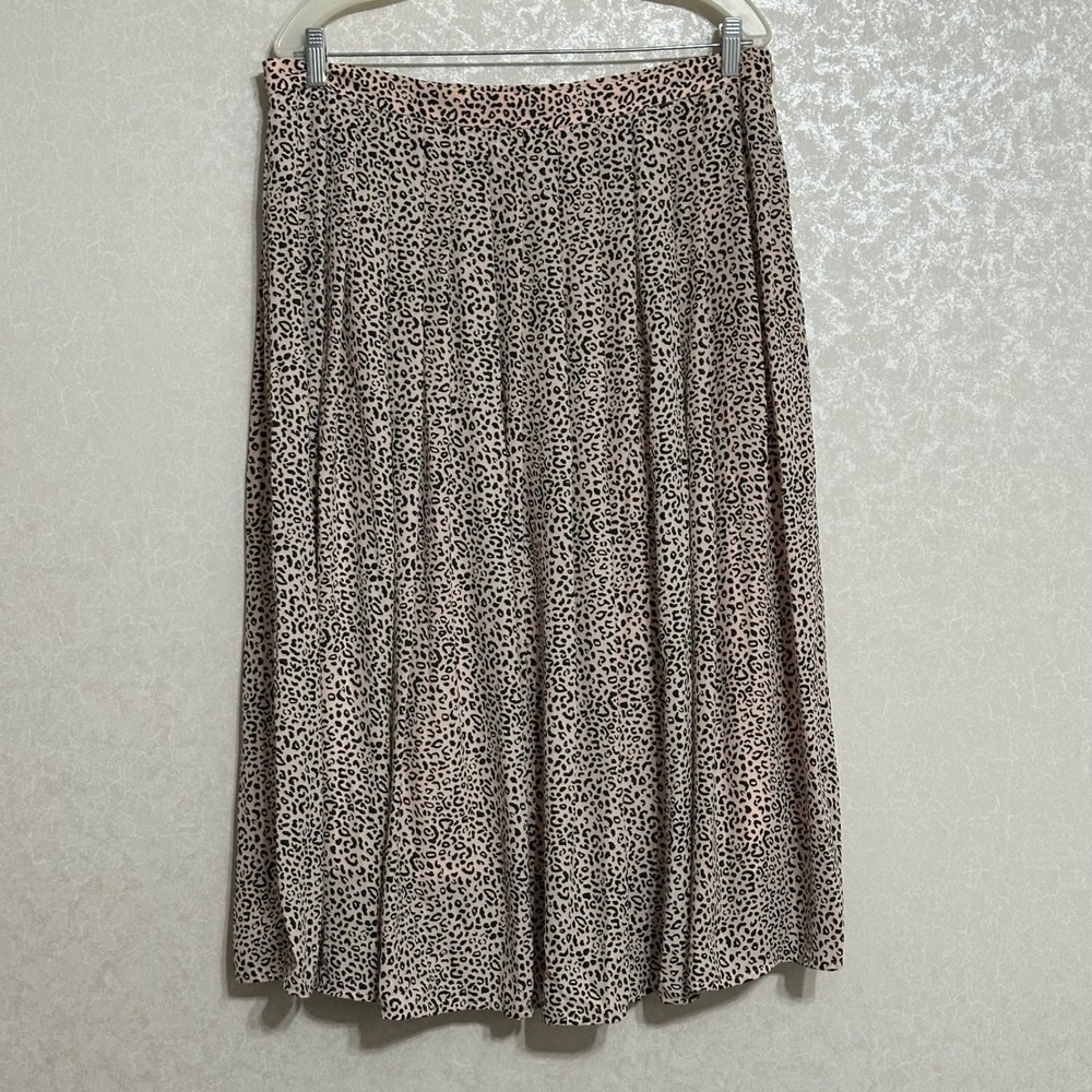 Who What Wear Leopard Print Midi Skirt - Black and Tan